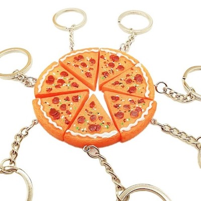 Cool Pizza Lover s Necklace/Keychain Set with Resin Pendants Stylish Accessories