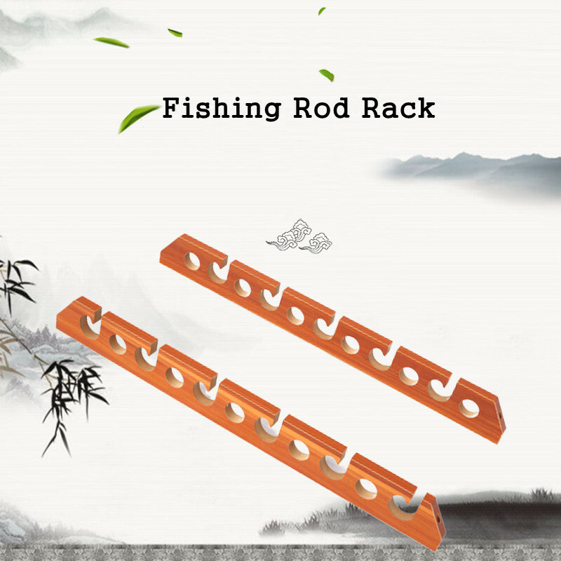 11 Fishing Rod Holder Reel Rack Wooden Ceiling Wall Mount Cabin Garage Storage