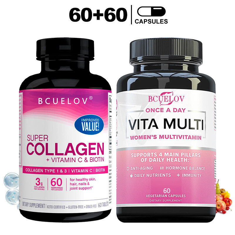 Combo CollagÃ¨Ne Et Multivitamines Pour Femmes 120 Capsules Anti-ÃGe