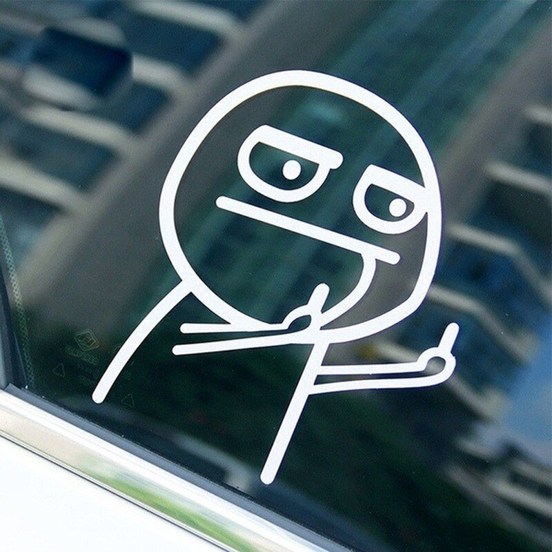 2PCS Cartoon Middle Finger Reflective Vinyl Car Stickers Motorcycle Decals Cute