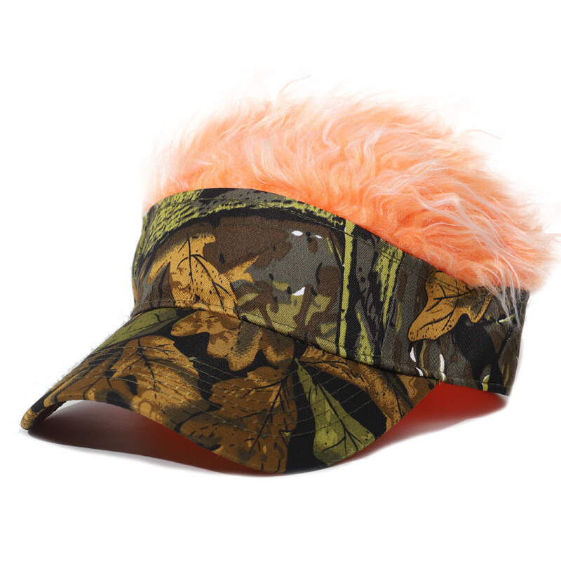 Mens Baseball Golf Hat Cap Sun Visor Wig Hat With Fake Flair Hair Outdoor Sports