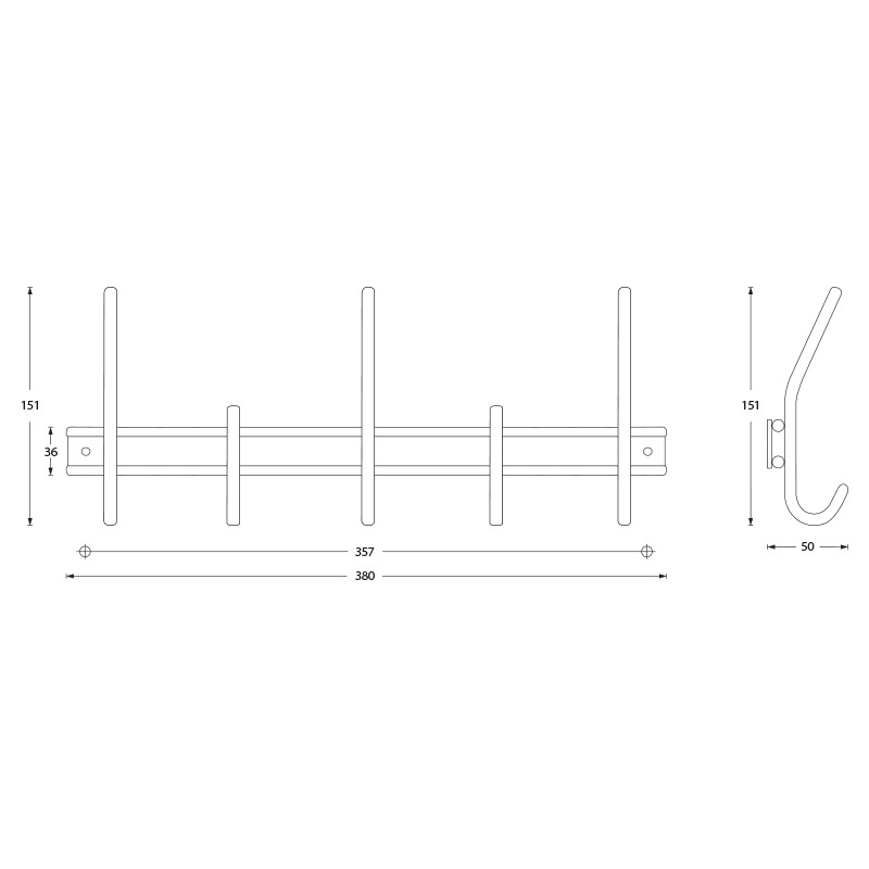 Intersteel Garderobe 5 haken Edelstahl gebürstet - Bild 2
