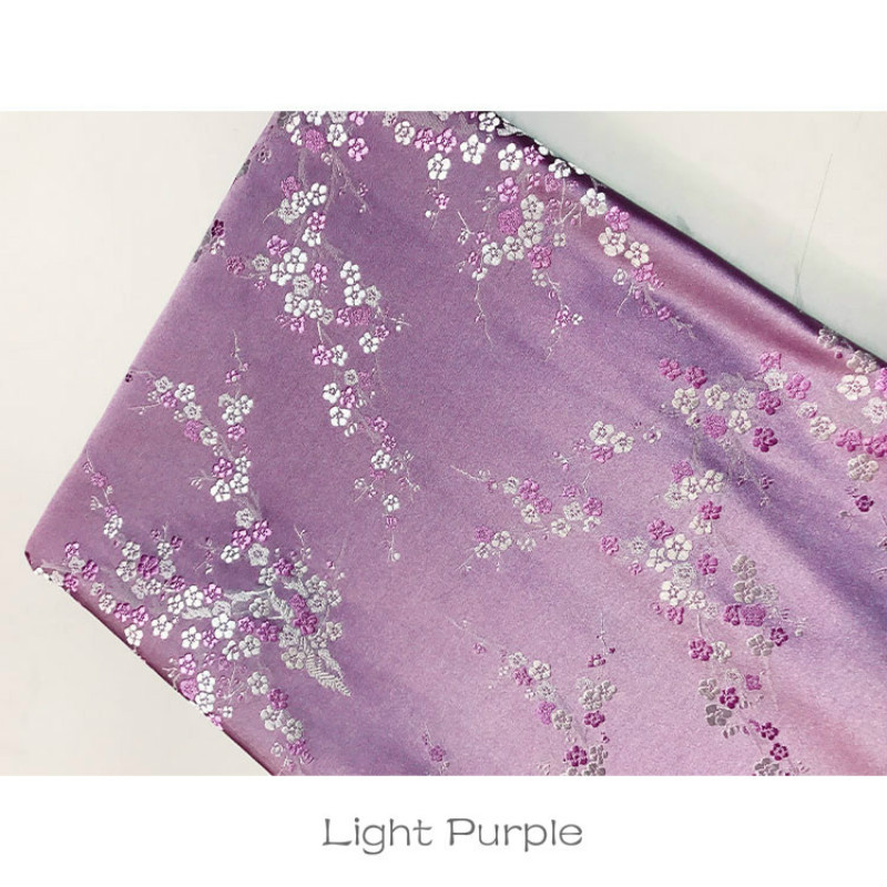 UK Damask Fabric Plum Blossom Faux Silk Embroidery Jacquard Brocade Cloth Craft