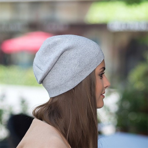 Feinstrick Beanie Mütze Kaschmir Herbst Wintermütze für Damen Herren Long Slouch