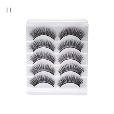 5 Pair 3D Natural Bushy Cross False Eyelashes Mink Hair Eye Lashes Black n