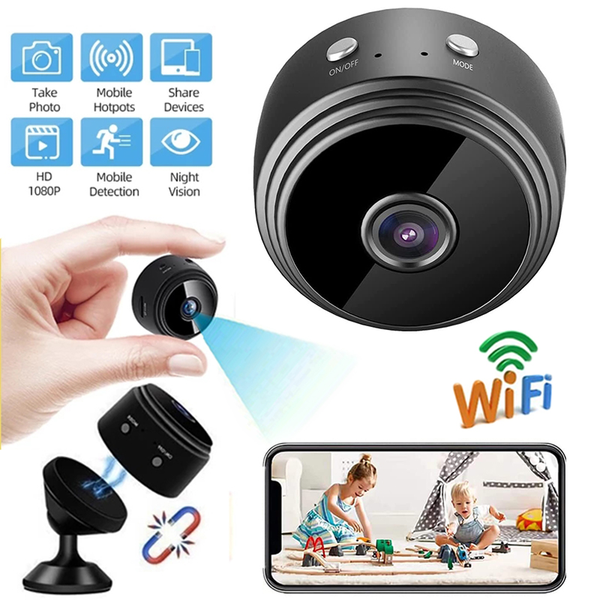 1080P HD Wi-Fi enabled security camera with mobile monitoring.