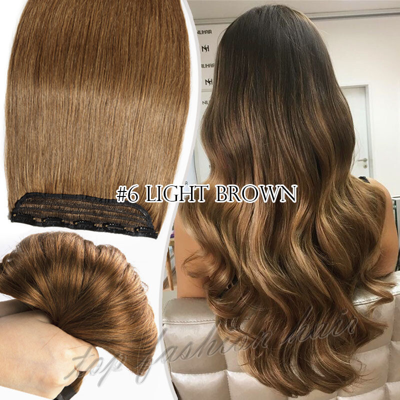 Best 8A One Piece Clip in Russian 100% Remy Human Hair Extension Highlight Ombre