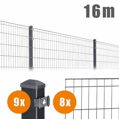 Zaun günstig 16 Meter Höhe 1205 mm anthrazit Doppel- Einstabgittermatten