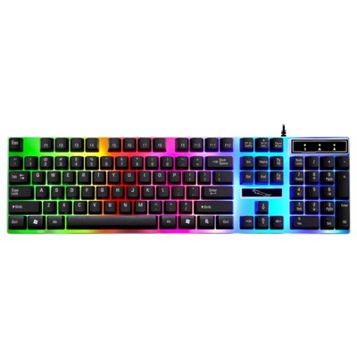 Rainbow LED Gaming Wired USB Illuminated Manipulator Keyboard and Mouse Kit US