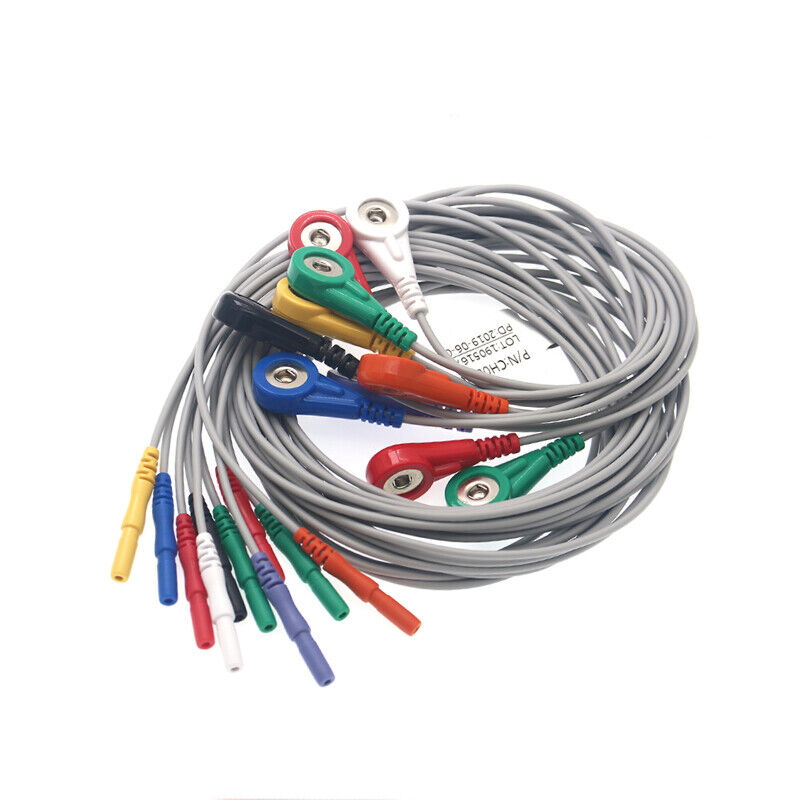 10-Leads Snap TPU cable ECG Holter Cable Generic Leadwires 0.9m/3ft Din 1.5mm