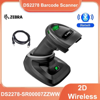 Zebra DS2278-SR00007ZZWW Wireless 2D Handheld Barcode Scanner w USB Cable & Base
