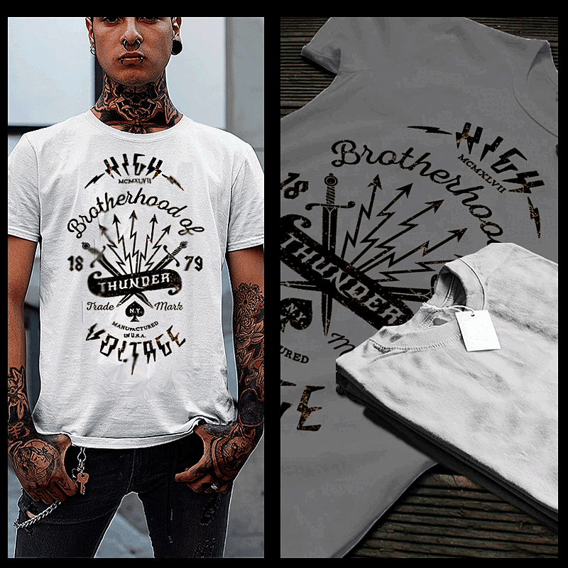 Motorcycle t-shirt racing American motorbike sport racing drag race thunder tee
