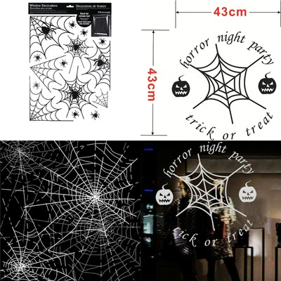 Black Halloween Party SpidersWeb Window Stickers Horror Terror Scary Decor