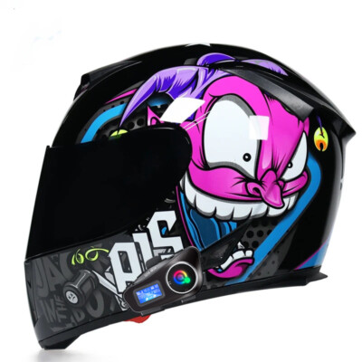Bluetooth Motorcycle Intercom Helmet Dual Visor Full Face Motorbike Helmets DOT