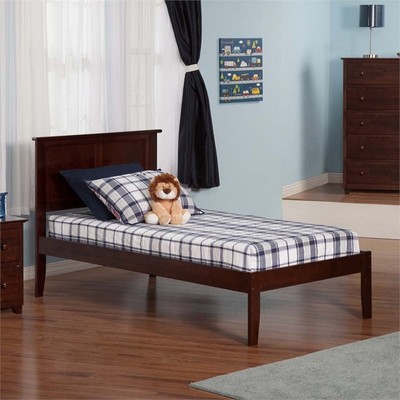 AFI Madison Twin XL Solid Wood Platform Bed with Attachable USB in Walnut