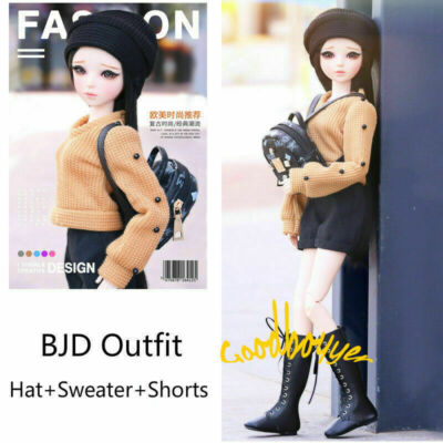 1/3 SD BJD Clothes Lolita Doll Outfit Hat+Knitted Sweater+Shorts Fashion AOD DOD