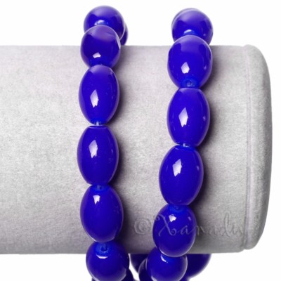 Royal Blue Wholesale 14mm Glossy Oval Glass Beads G6061 - 20, 50 Or 100PCs