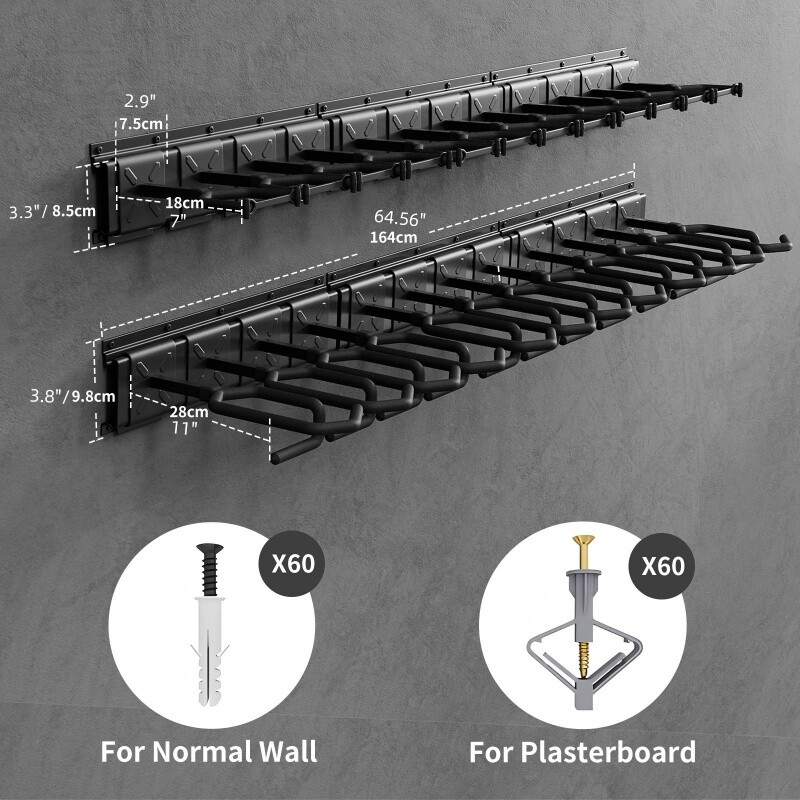 Gun Rack Wall Mount Metal Shotgun Rack Adjustable Rifle Display Storage Holder 