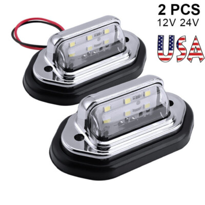 2X Universal LED License Plate Tag Light Lamp White For Truck Trailer SUV RV Van