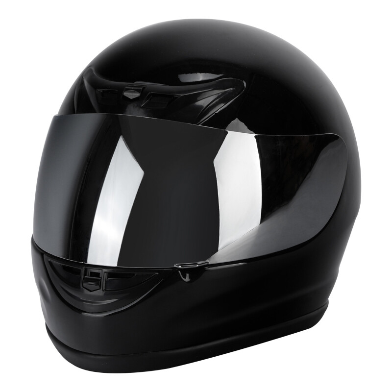 Adult Mirror Shield Gloss Black Full Face Motorcycle Street Helmet DOT Moto Bike
