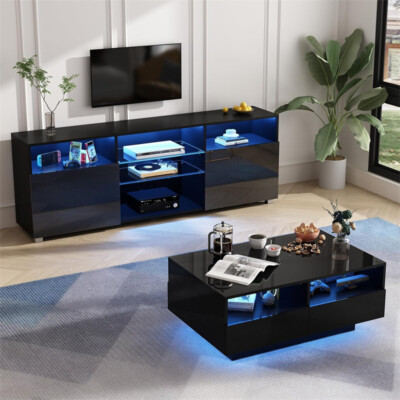 47"/57"/65" Modern LED High Glossy TV Stand, Media Console, Entertainment Cente