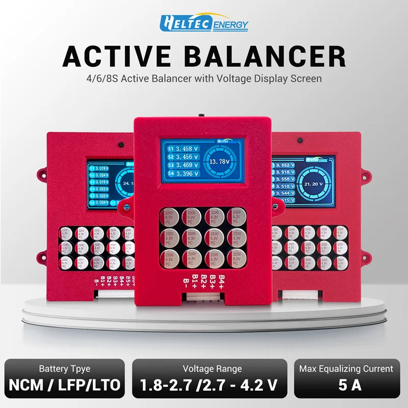 5A battery active balancer equalizer 4s 6s 8s12v 24v 48v TFT display module for