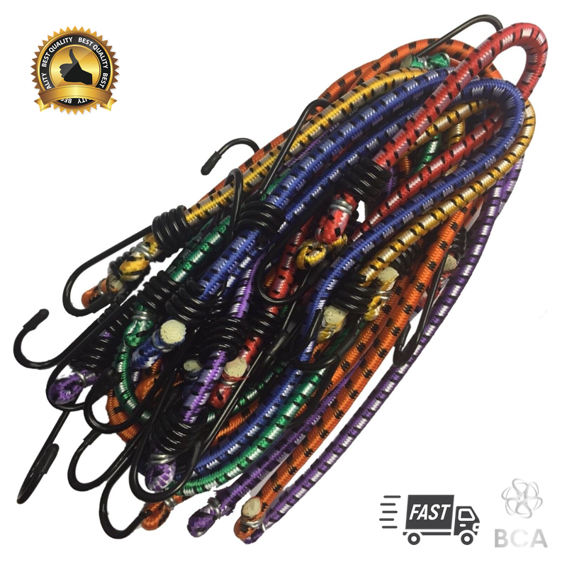 12pc Heavy Duty Bungee Cord Set Hook Elastic Straps Luggage Car Suitcase Caravan