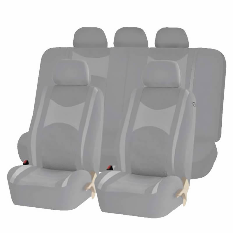All Gray Honeycomb Mesh Split Bench Seat Covers Set For Cars 1242