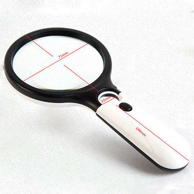 3 LED Light 45X Handheld Magnifier Reading Magnifying Glass Jewelry Loupe