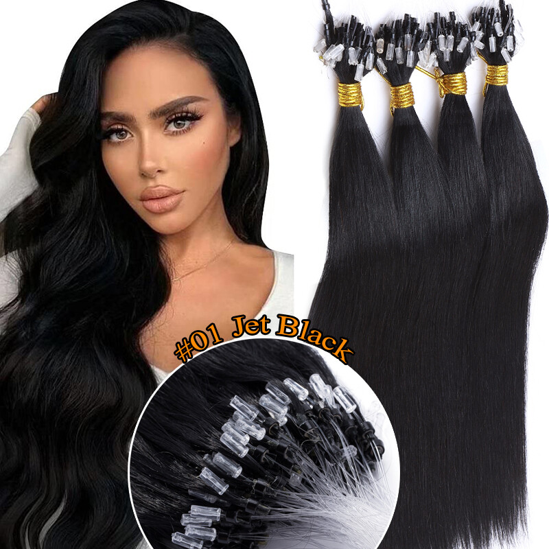 Micro Loop Micro Bead 100 Human Hair Extensions Nano Ring Dark Brown
