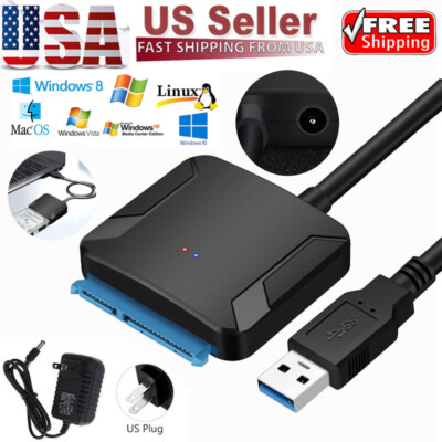 USB 3.0 to SATA Adapter Cable for 3.5/2.5 Inch SSD/HDD Drives  with Power Supply