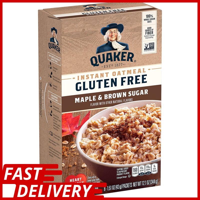 Quaker, Gluten Free Instant Oatmeal, Maple & Brown Sugar, 8 Ct