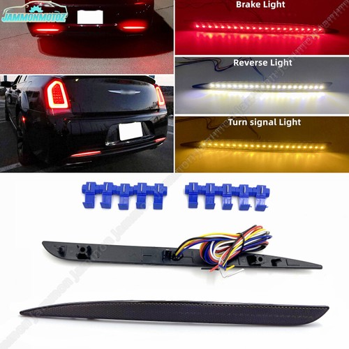 Smoked For 15-22 Chrysler 300 Rear Bumper Reflector Tail Brake Light Turn Signal