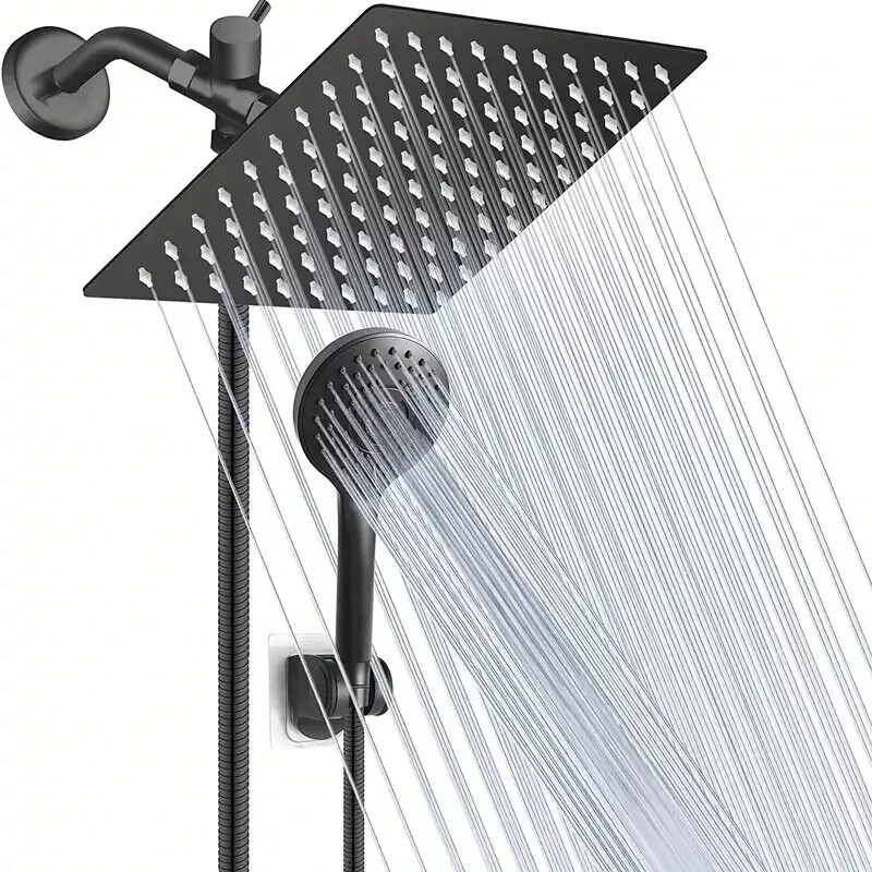 8”Rain round Shower Head with Handheld Spray Combo High Pressure