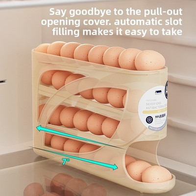 Automatic Rolling Egg Storage Box Refrigerator Organizer 30/60/90 Grid Holder