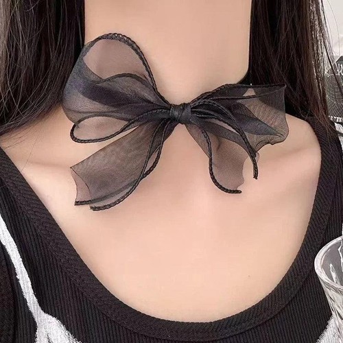 Adjustable Black Lace Bow Choker Necklace Elegant Romantic Jewelry Gift