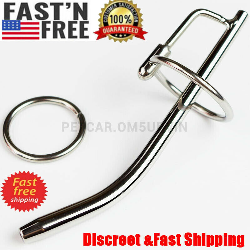 NEW Thru-hole CURVING Stainless Steel Urethral Sounds Dilator Plug Male US SHIP 