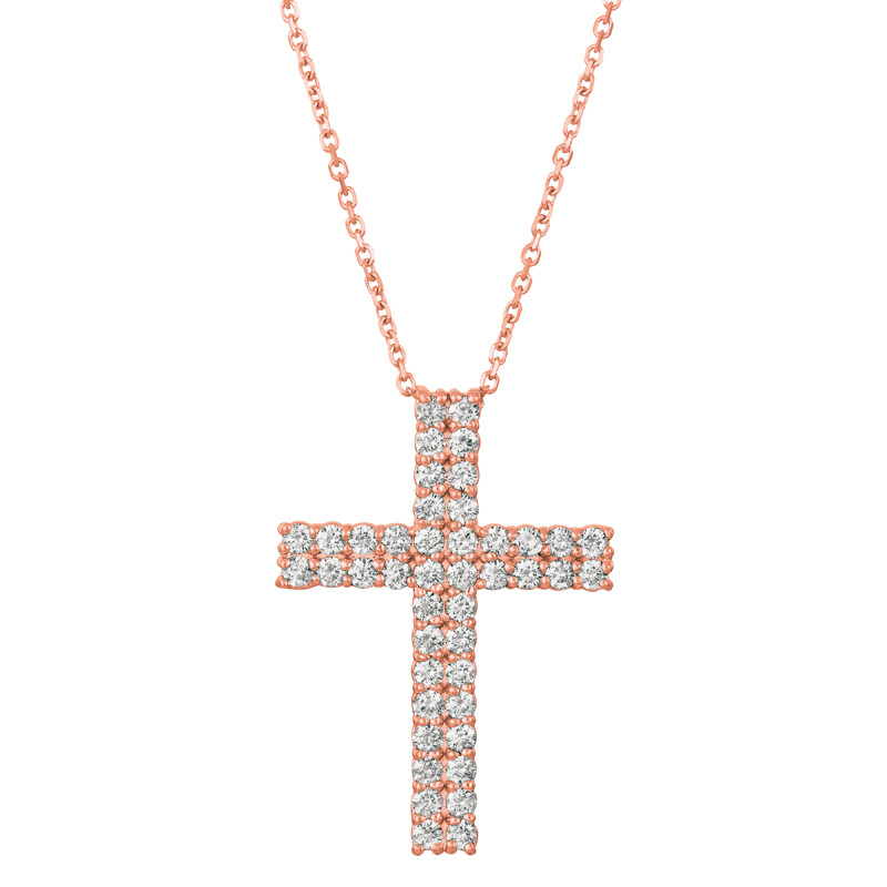 Pre-owned Morris 1.75 Carat Natural Diamond Cross Pendant Necklace 14k White Gold Si 18'' Chain