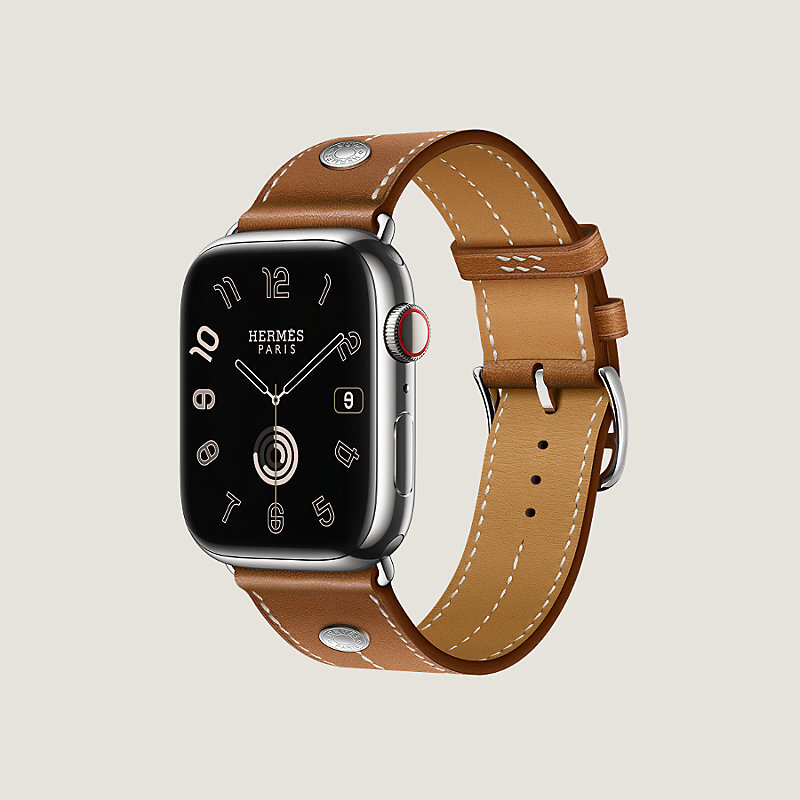 Apple Watch Hermes レザーバンド　水色・白 Apple Watch Hermes レザーバンド 水色・白