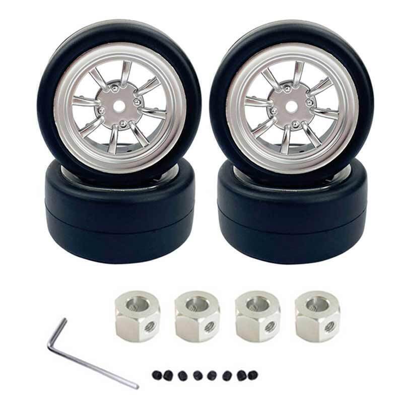 4PCS Upgrade Parts Metal Drift Car Tires & Wheel Rims for WPL D12 1/10 RC Truck