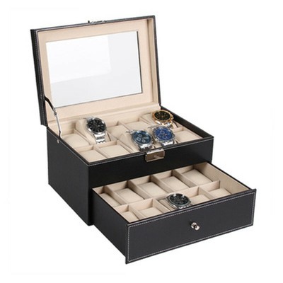 Best Leather Watches Cabinet Double Layer Storage Box Storage Display For Home