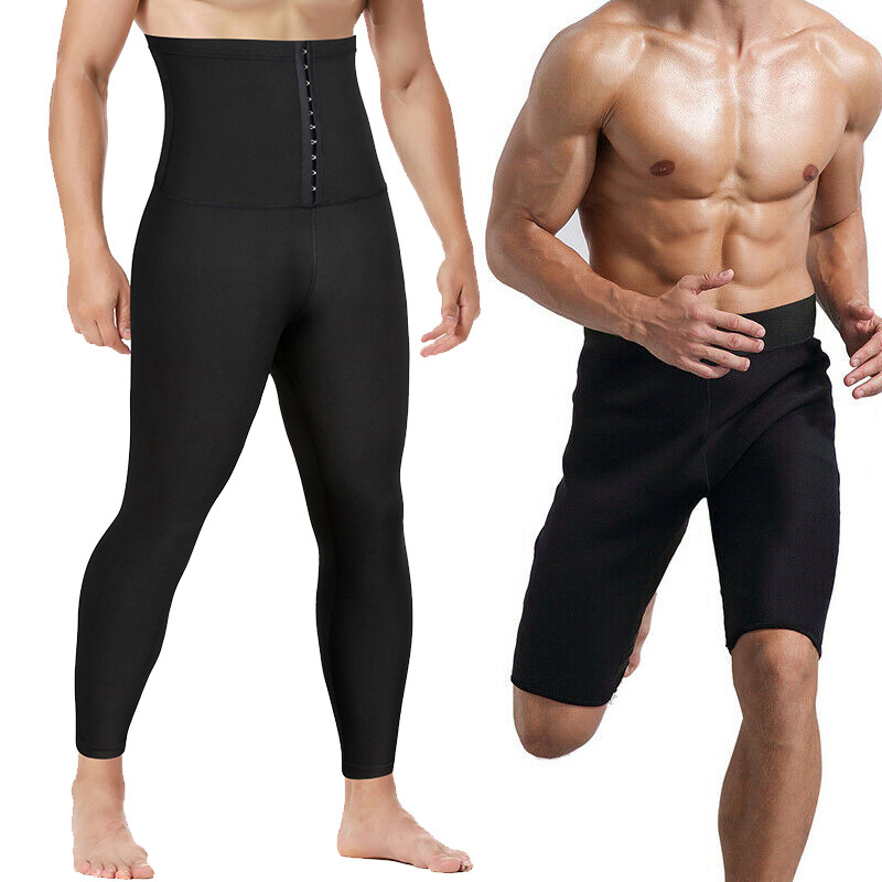 Mens Gym Thermo Neoprene Sweat Sauna Body Shaper Pants Waist Trainer Weight Loss