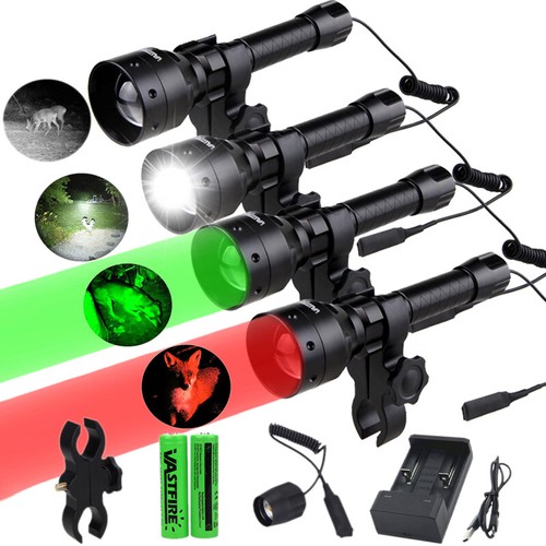 UK LED Hunting Flashlight Torch Hog Night Predator Scope Mount Green//Red//White