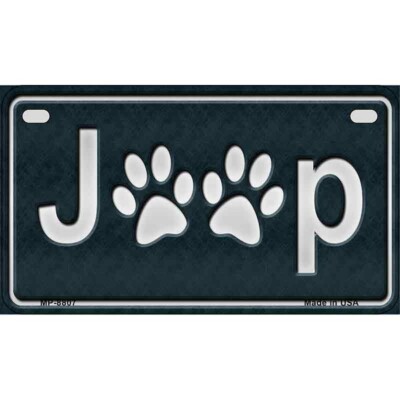 J**P Dog Paws Novelty Metal Motorcycle Plate