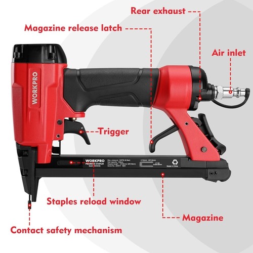 21 Gauge Upholstery Stapler 8016 Pneumatic Staple Gun 1500PC Staples 1/4"to 5/8"