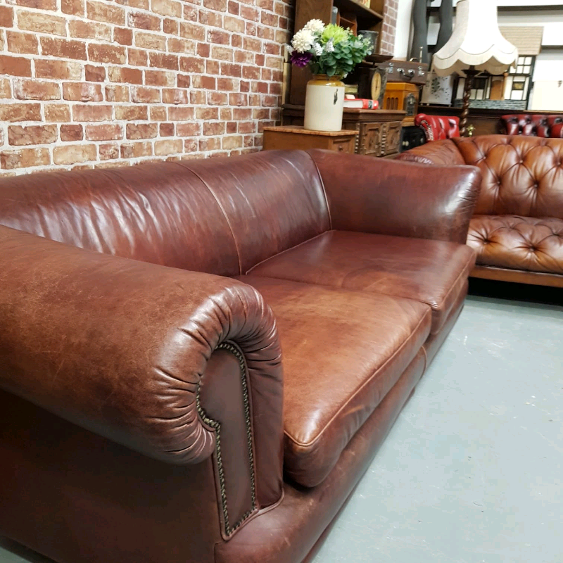 John Lewis Grand Leather Sofa Tetrad Chatsworth in Tamworth