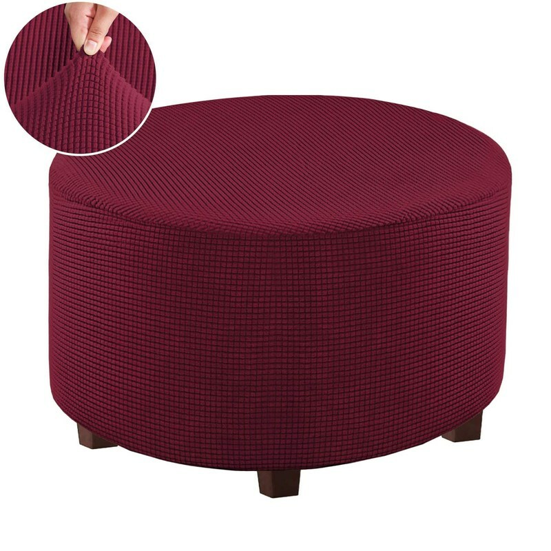 Round Ottoman Slipcover Footstool Protector Covers Storage Ottoman