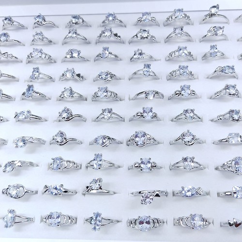 Wholesale Bulk Lot Zircon Rhinestone Rings For Women Wedding Casual Jewelry Gift
