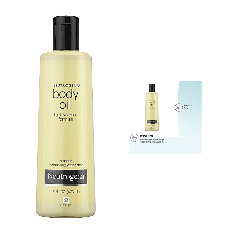 Neutrogena Body Oil Light Sesame Formula Dry Skin Sheer Moisturizer 16 Fl. Oz