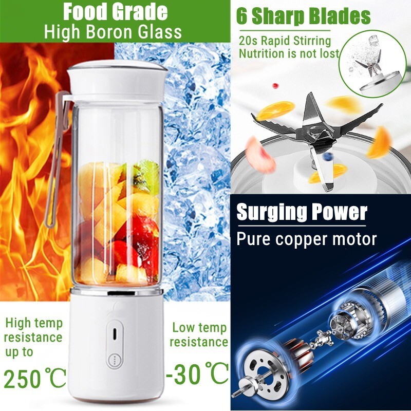 500Ml Electric Mini Portable Blender Fresh Juice Smoothie Fruit Vegetables Mixer